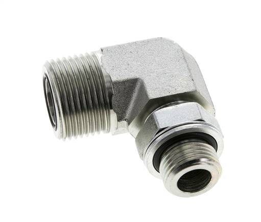 UN 1-3/16''-12 x G 1/2'' Buitendraad Verzinkt Stalen L-Fitting 90graden ORFS 400 Bar - Hydrauliek
