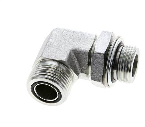 UN 1-3/16''-12 x G 3/4'' Buitendraad Verzinkt Stalen L-Fitting 90graden ORFS 400 Bar - Hydrauliek