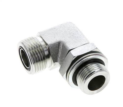 UN 1-3/16''-12 x G 3/4'' Buitendraad Verzinkt Stalen L-Fitting 90graden ORFS 400 Bar - Hydrauliek