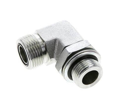 UN 1-3/16''-12 x G 3/4'' Buitendraad Verzinkt Stalen L-Fitting 90graden ORFS 400 Bar - Hydrauliek