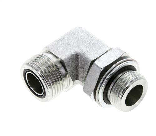 UN 1-3/16''-12 x G 3/4'' Buitendraad Verzinkt Stalen L-Fitting 90graden ORFS 400 Bar - Hydrauliek