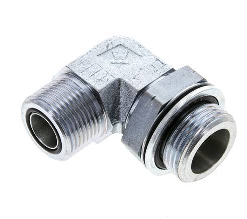 UN 1-3/16''-12 x G 1'' Buitendraad Verzinkt Stalen L-Fitting 90graden ORFS 315 Bar - Hydrauliek