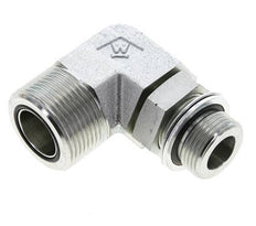 UN 1-7/16''-12 x G 3/4'' Male Zinc plated Steel 90 deg Elbow Fitting ORFS 315 Bar - Hydraulic