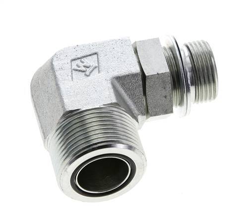 UN 1-7/16''-12 x G 3/4'' Buitendraad Verzinkt Stalen L-Fitting 90graden ORFS 315 Bar - Hydrauliek