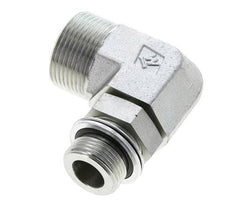 UN 1-7/16''-12 x G 3/4'' Male Zinc plated Steel 90 deg Elbow Fitting ORFS 315 Bar - Hydraulic
