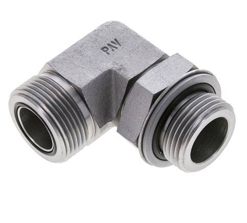 UN 1-7/16''-12 x G 1'' Buitendraad Verzinkt Stalen L-Fitting 90graden ORFS 315 Bar - Hydrauliek