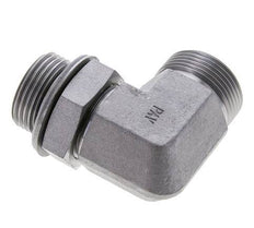 UN 1-7/16''-12 x G 1'' Buitendraad Verzinkt Stalen L-Fitting 90graden ORFS 315 Bar - Hydrauliek