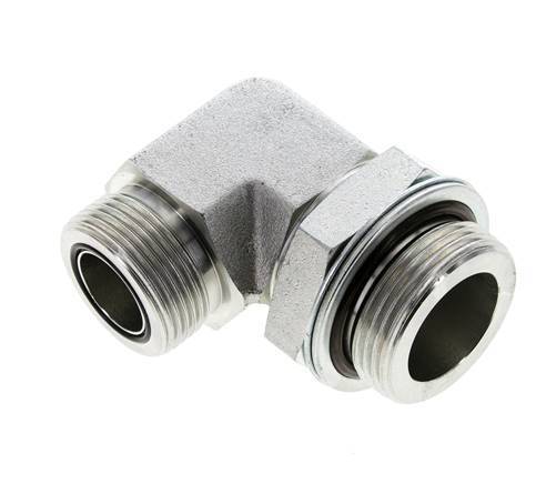 UN 1-7/16''-12 x G 1 1/4'' Buitendraad Verzinkt Stalen L-Fitting 90graden ORFS 250 Bar - Hydrauliek