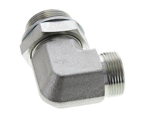 UN 1-7/16''-12 x G 1 1/4'' Buitendraad Verzinkt Stalen L-Fitting 90graden ORFS 250 Bar - Hydrauliek