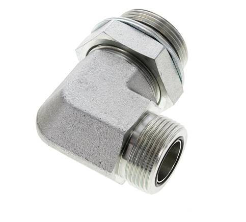 UN 1-7/16''-12 x G 1 1/4'' Buitendraad Verzinkt Stalen L-Fitting 90graden ORFS 250 Bar - Hydrauliek