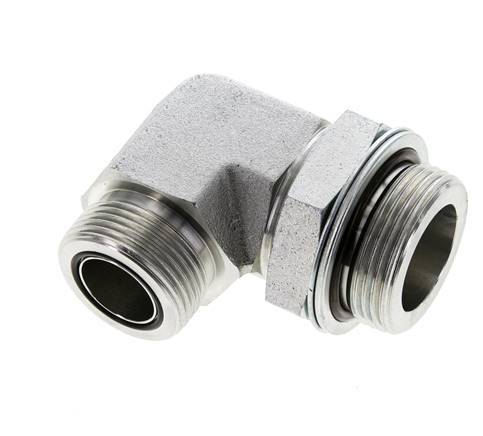 UN 1-7/16''-12 x G 1 1/4'' Buitendraad Verzinkt Stalen L-Fitting 90graden ORFS 250 Bar - Hydrauliek
