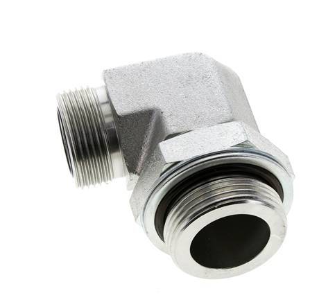 UN 1-7/16''-12 x G 1 1/4'' Buitendraad Verzinkt Stalen L-Fitting 90graden ORFS 250 Bar - Hydrauliek