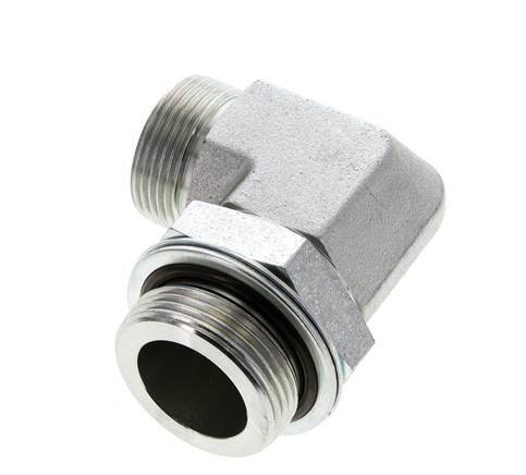UN 1-7/16''-12 x G 1 1/4'' Male Zinc plated Steel 90 deg Elbow Fitting ORFS 250 Bar - Hydraulic