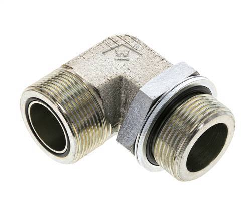 UN 1-11/16''-12 x G 1 1/4'' Buitendraad Verzinkt Stalen L-Fitting 90graden ORFS 250 Bar - Hydrauliek