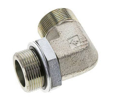 UN 1-11/16''-12 x G 1 1/4'' Buitendraad Verzinkt Stalen L-Fitting 90graden ORFS 250 Bar - Hydrauliek