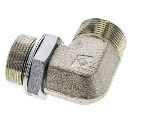 UN 1-11/16''-12 x G 1 1/4'' Buitendraad Verzinkt Stalen L-Fitting 90graden ORFS 250 Bar - Hydrauliek