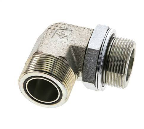 UN 1-11/16''-12 x G 1 1/4'' Buitendraad Verzinkt Stalen L-Fitting 90graden ORFS 250 Bar - Hydrauliek