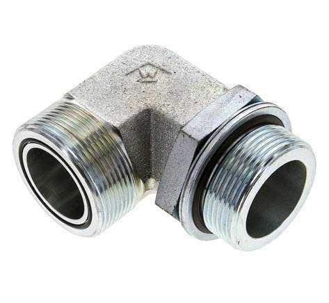 UN 2''-12 x G 1 1/2'' Buitendraad Verzinkt Stalen L-Fitting 90graden ORFS 200 Bar - Hydrauliek