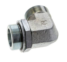 UN 2''-12 x G 1 1/2'' Buitendraad Verzinkt Stalen L-Fitting 90graden ORFS 200 Bar - Hydrauliek
