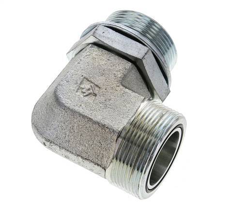 UN 2''-12 x G 1 1/2'' Buitendraad Verzinkt Stalen L-Fitting 90graden ORFS 200 Bar - Hydrauliek