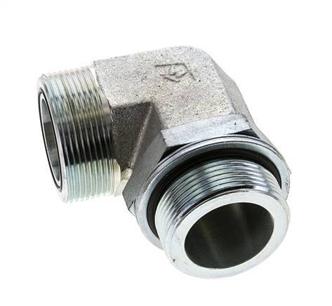 UN 2''-12 x G 1 1/2'' Buitendraad Verzinkt Stalen L-Fitting 90graden ORFS 200 Bar - Hydrauliek