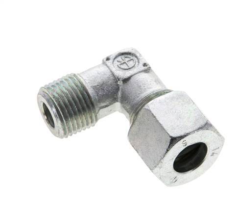 1/2'' NPT Male x 14S Zinc plated Steel 90 deg Elbow Cutting ring 630 Bar DIN 2353