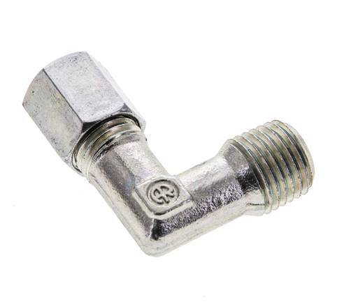 1/4'' NPT Male x 6L Zinc plated Steel 90 deg Elbow Cutting ring 315 Bar DIN 2353