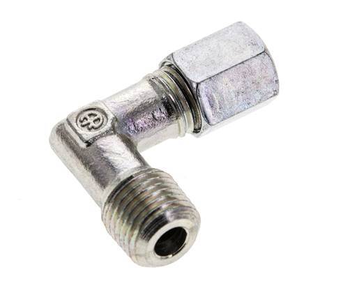 1/4'' NPT Male x 6L Zinc plated Steel 90 deg Elbow Cutting ring 315 Bar DIN 2353