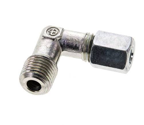 1/4'' NPT Male x 6L Zinc plated Steel 90 deg Elbow Cutting ring 315 Bar DIN 2353