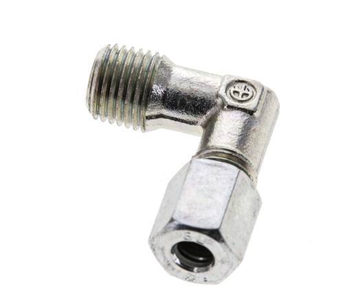 1/4'' NPT Male x 6L Zinc plated Steel 90 deg Elbow Cutting ring 315 Bar DIN 2353