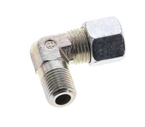 1/4'' NPT Male x 10L Zinc plated Steel 90 deg Elbow Cutting ring 315 Bar DIN 2353