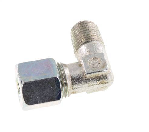 R 1/4'' Male x 8S Zinc plated Steel 90 deg Elbow Fitting 630 Bar DIN 2353