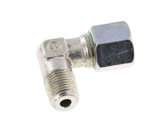 R 1/4'' Buitendraad x 8S Verzinkt Stalen L-Fitting 90graden 630 Bar DIN 2353