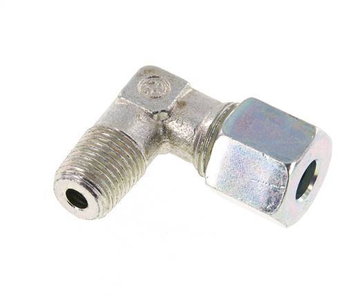 R 1/4'' Buitendraad x 8S Verzinkt Stalen L-Fitting 90graden 630 Bar DIN 2353