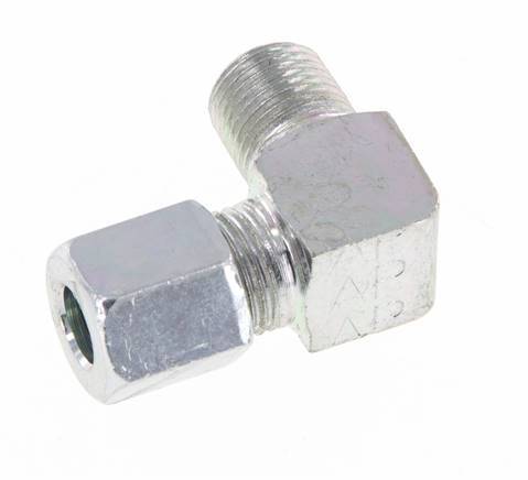 R 1/8'' Buitendraad x 6LL Verzinkt Stalen L-Fitting 90graden 100 Bar DIN 2353