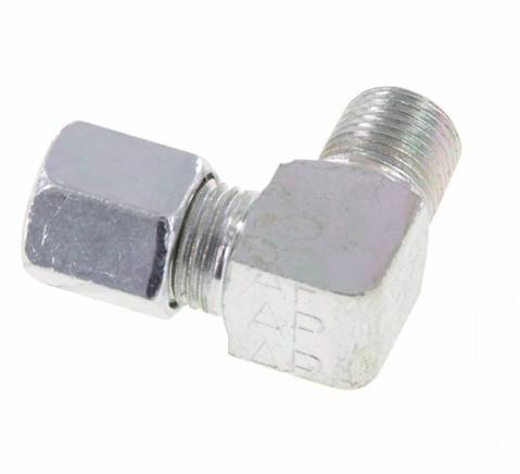 R 1/8'' Buitendraad x 6LL Verzinkt Stalen L-Fitting 90graden 100 Bar DIN 2353