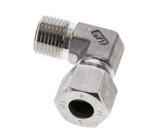 1/2'' NPT Male x 12S Stainless steel 90 deg Elbow Cutting ring 630 Bar DIN 2353