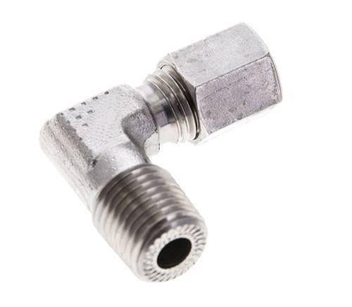 1/4'' NPT Male x 6L Stainless steel 90 deg Elbow Cutting ring 315 Bar DIN 2353