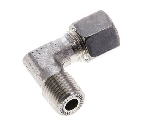 1/4'' NPT Male x 8L Stainless steel 90 deg Elbow Cutting ring 315 Bar DIN 2353