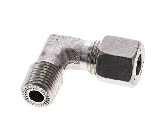 1/4'' NPT Male x 8L Stainless steel 90 deg Elbow Cutting ring 315 Bar DIN 2353