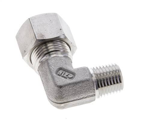 1/4'' NPT Male x 12L Stainless steel 90 deg Elbow Cutting ring 315 Bar DIN 2353