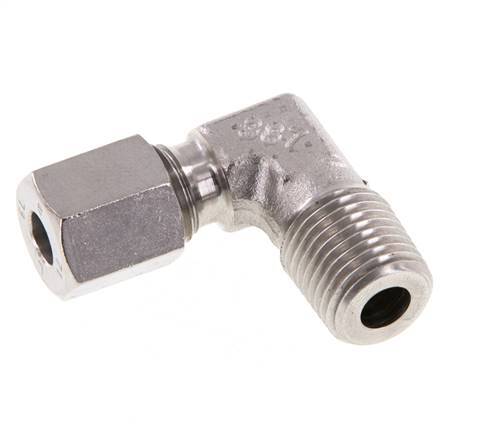 R 1/4'' Buitendraad x 6L RVS L-Fitting 90graden 315 Bar DIN 2353