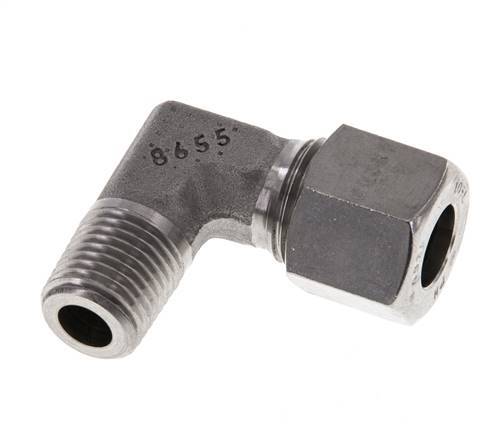 R 1/4'' Buitendraad x 10L RVS L-Fitting 90graden 315 Bar DIN 2353