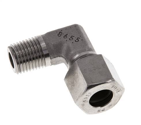 R 1/4'' Buitendraad x 10L RVS L-Fitting 90graden 315 Bar DIN 2353