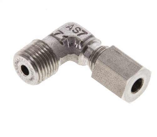 1/8'' NPT Male x 4LL Stainless steel 90 deg Elbow Cutting ring 100 Bar DIN 2353