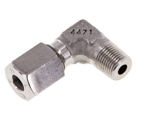 R 1/8'' Buitendraad x 6L RVS L-Fitting 90graden 315 Bar DIN 2353