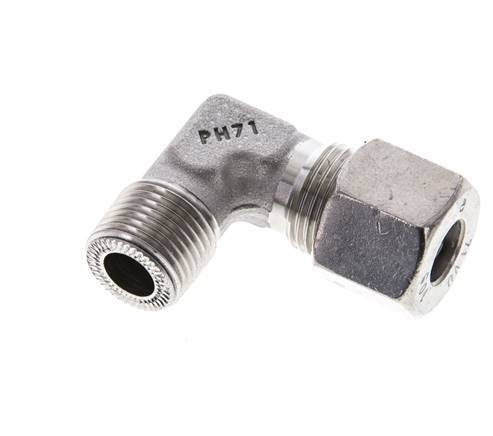 3/8'' NPT Male x 10S Stainless steel 90 deg Elbow Cutting ring 630 Bar DIN 2353