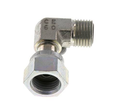 UNF 9/16''-18 x UNF 9/16''-18 M/F Verzinkt Stalen L-Fitting 90graden ORFS 630 Bar - Hydrauliek