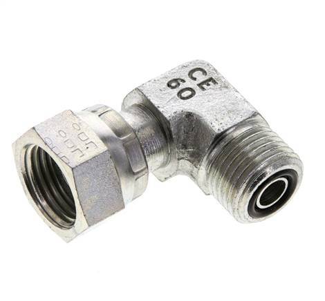 UN 11/16''-16 x UN 11/16''-16 M/F Verzinkt Stalen L-Fitting 90graden ORFS 630 Bar - Hydrauliek