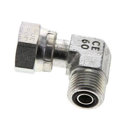 UN 11/16''-16 x UN 11/16''-16 M/F Verzinkt Stalen L-Fitting 90graden ORFS 630 Bar - Hydrauliek